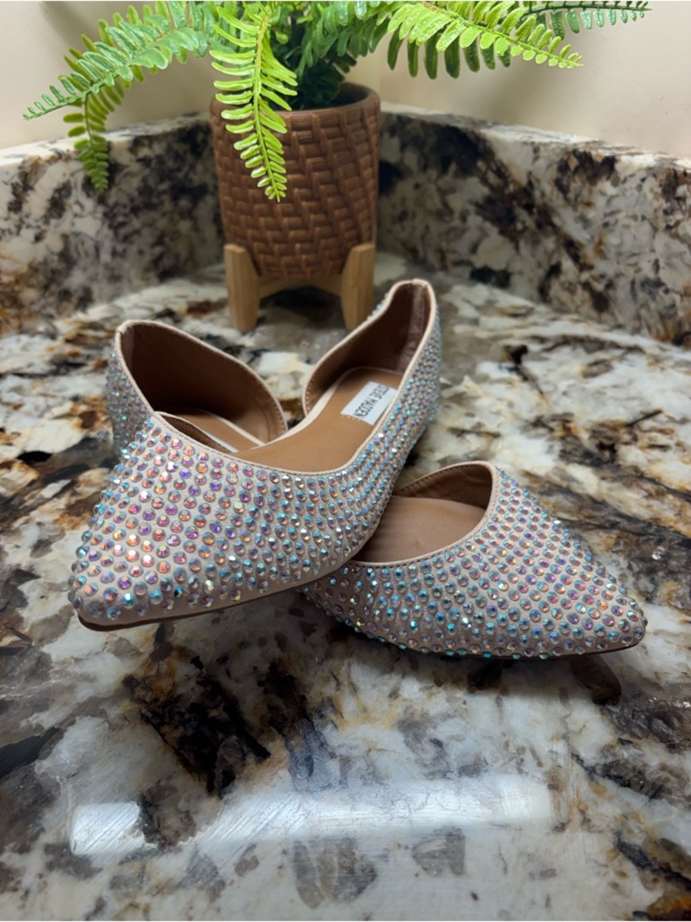 Steve Madden Elsie Crystal Pointed Toe Flats - Picture 4 of 9